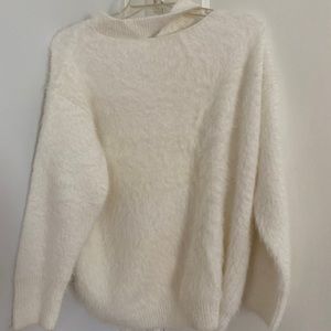 White oversized fluffy sweater